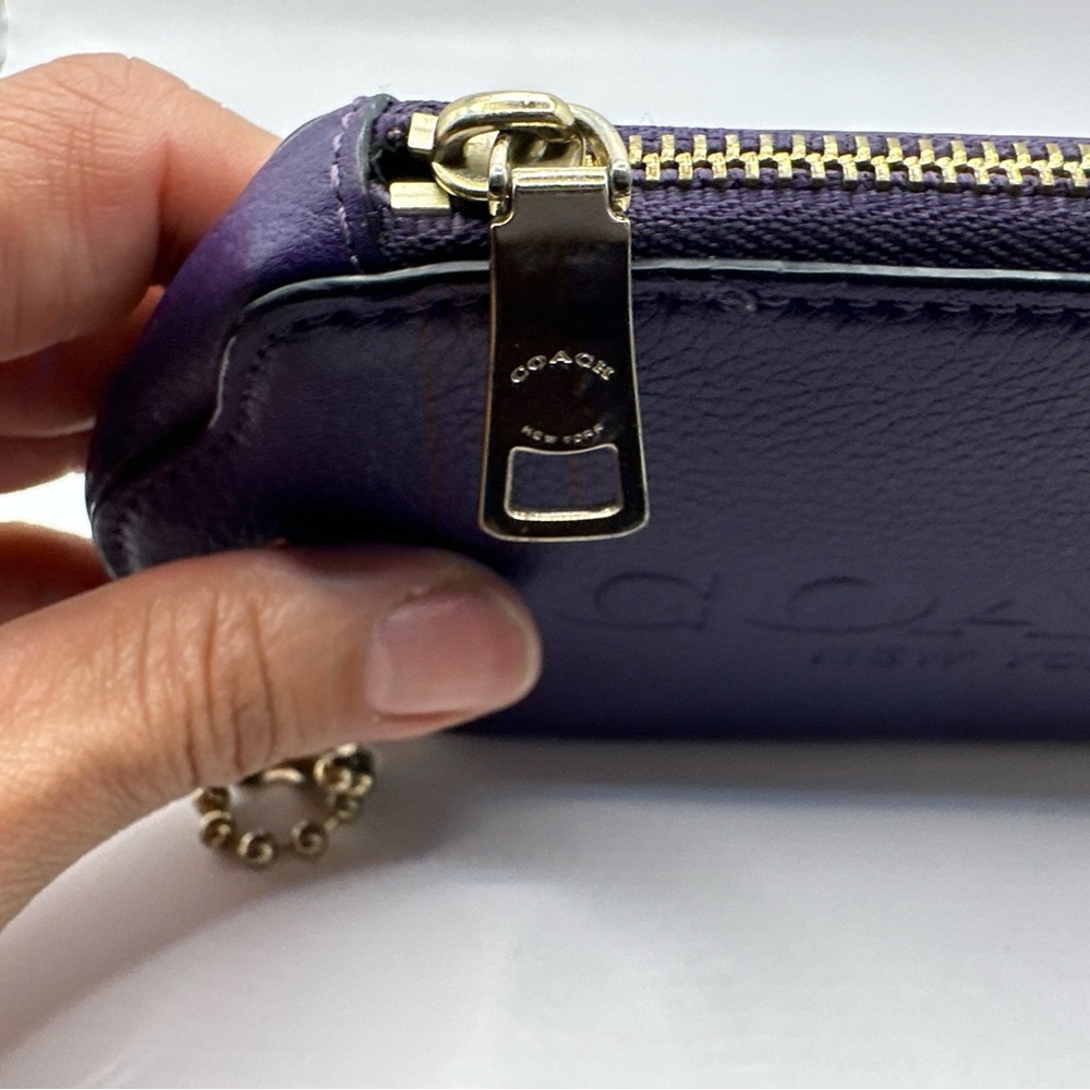 Coach New York Purple Leather Wristlet Pouch - Picture 9 of 14